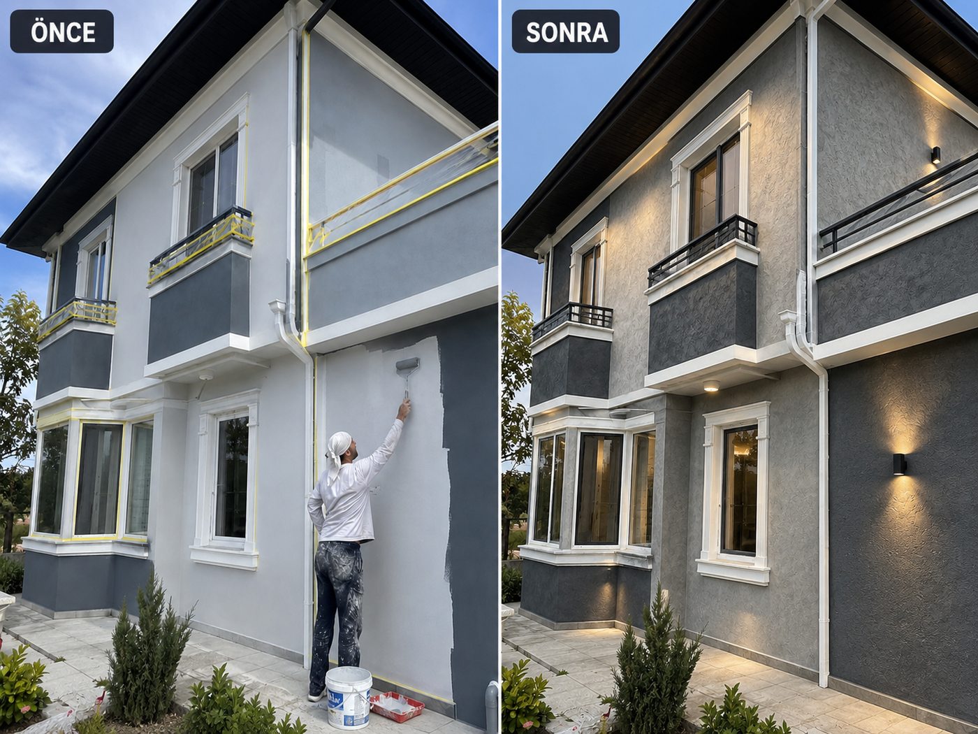 Karabağlar dış cephe boya öncesi ve sonrası