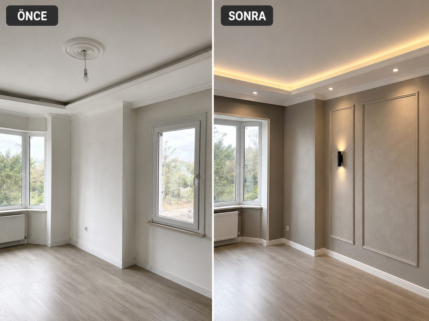 Karabağlar iç cephe boya öncesi ve sonrası